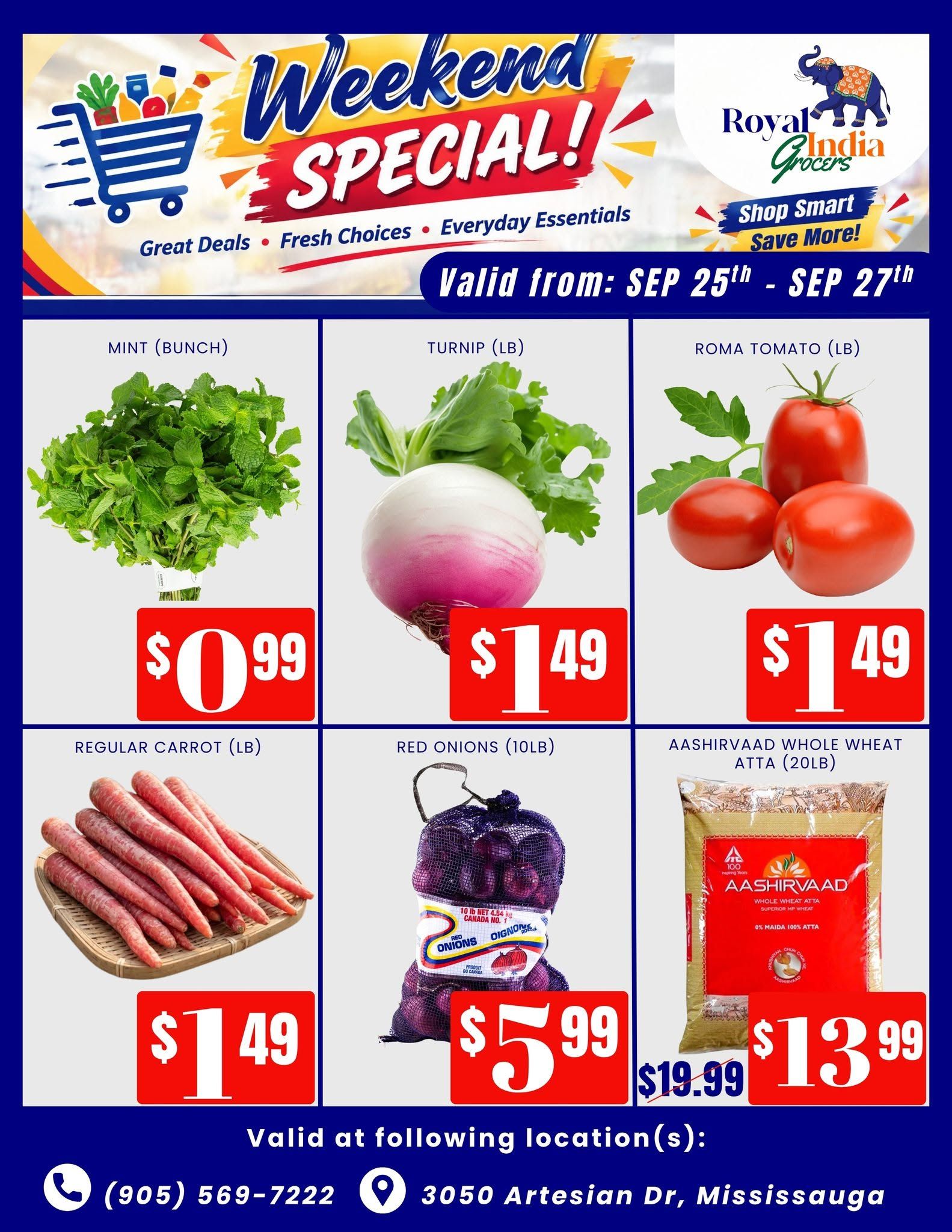 Royal India Grocers Flyer September 25 to 27