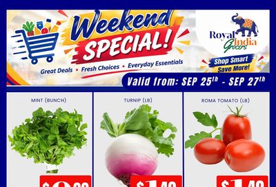 Royal India Grocers Flyer September 25 to 27