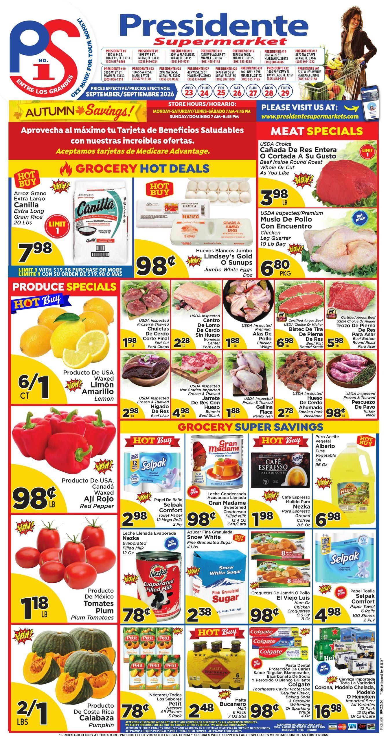 Presidente Supermarkets (Hialeah-Miami Area, FL) Weekly Ad September 23 - 29, 2026