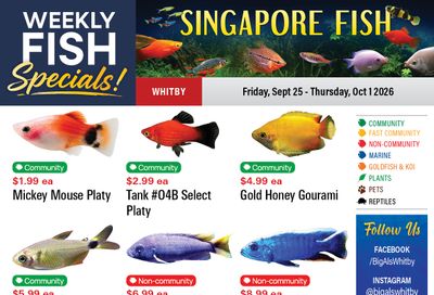 Big Al's (Whitby) Weekly Specials September 25 to October 1