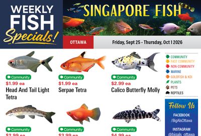 Big Al's (Ottawa) Weekly Specials September 25 to October 1
