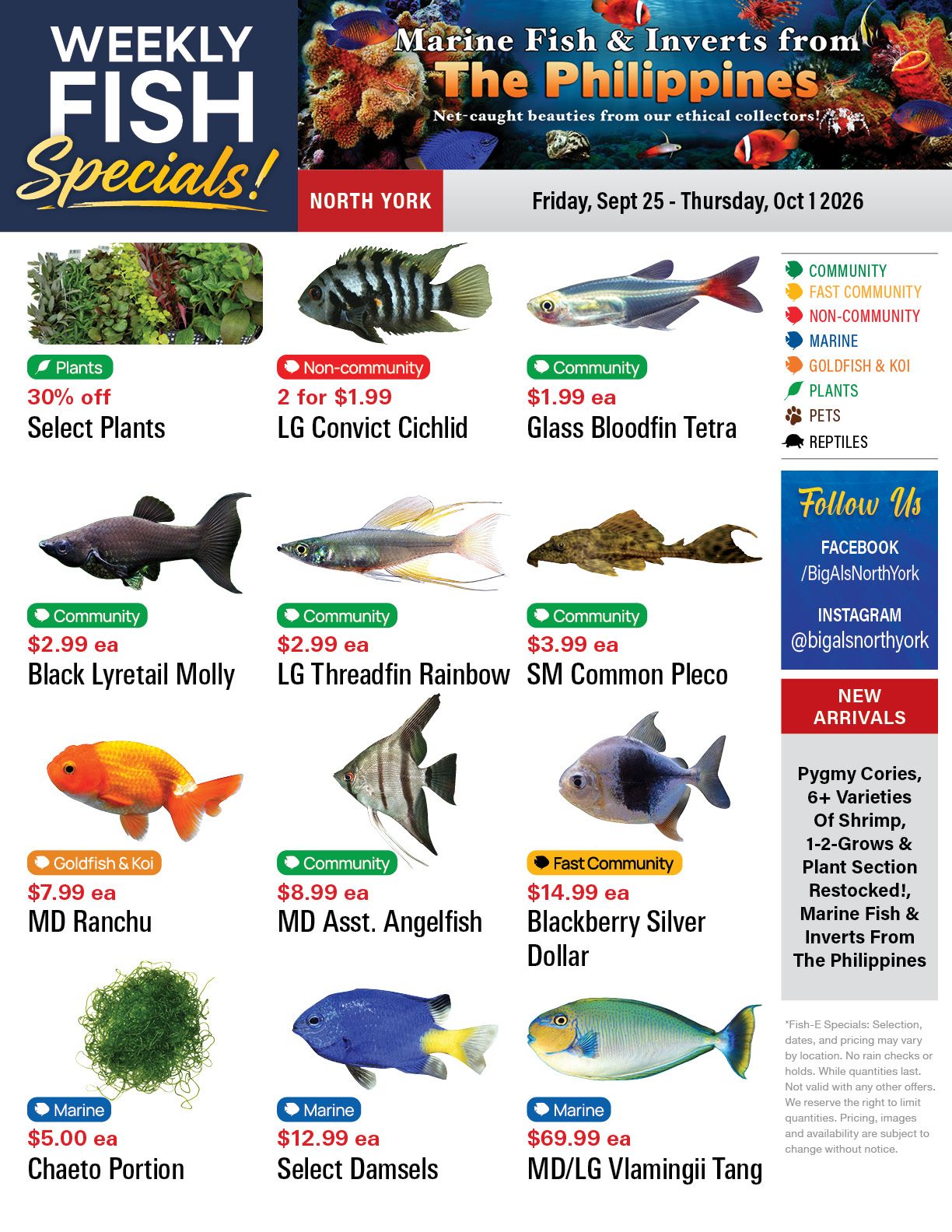 Big Al's (North York) Weekly Specials September 25 to October 1