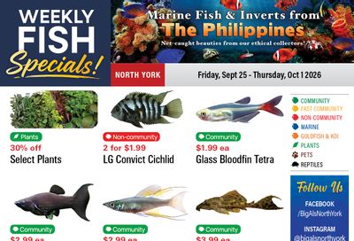 Big Al's (North York) Weekly Specials September 25 to October 1
