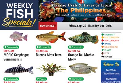 Big Al's (Newmarket) Weekly Specials September 25 to October 1