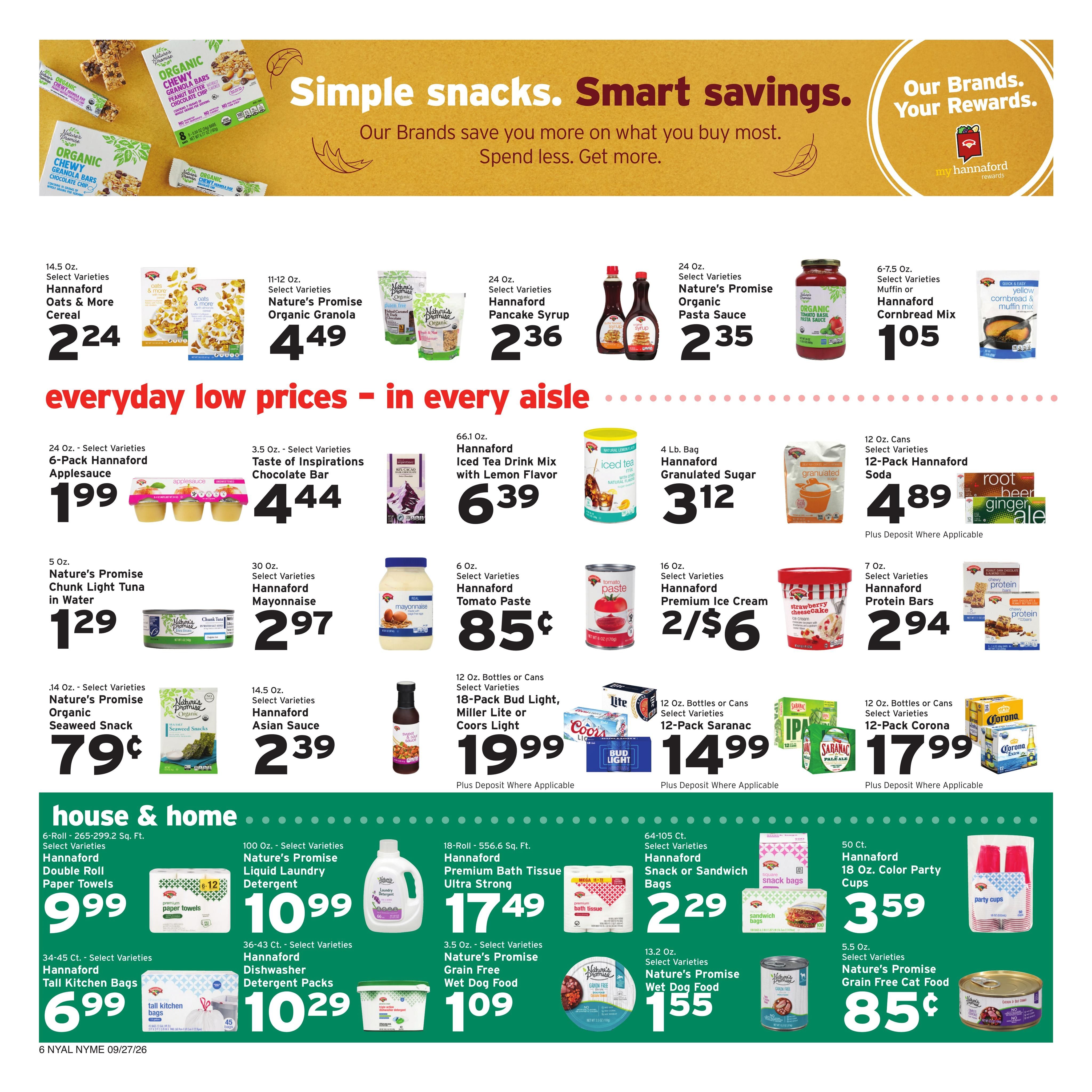 Hannaford (Albany Area, NY) Week 40 Weekly Ad September 27 - October 3, 2026
