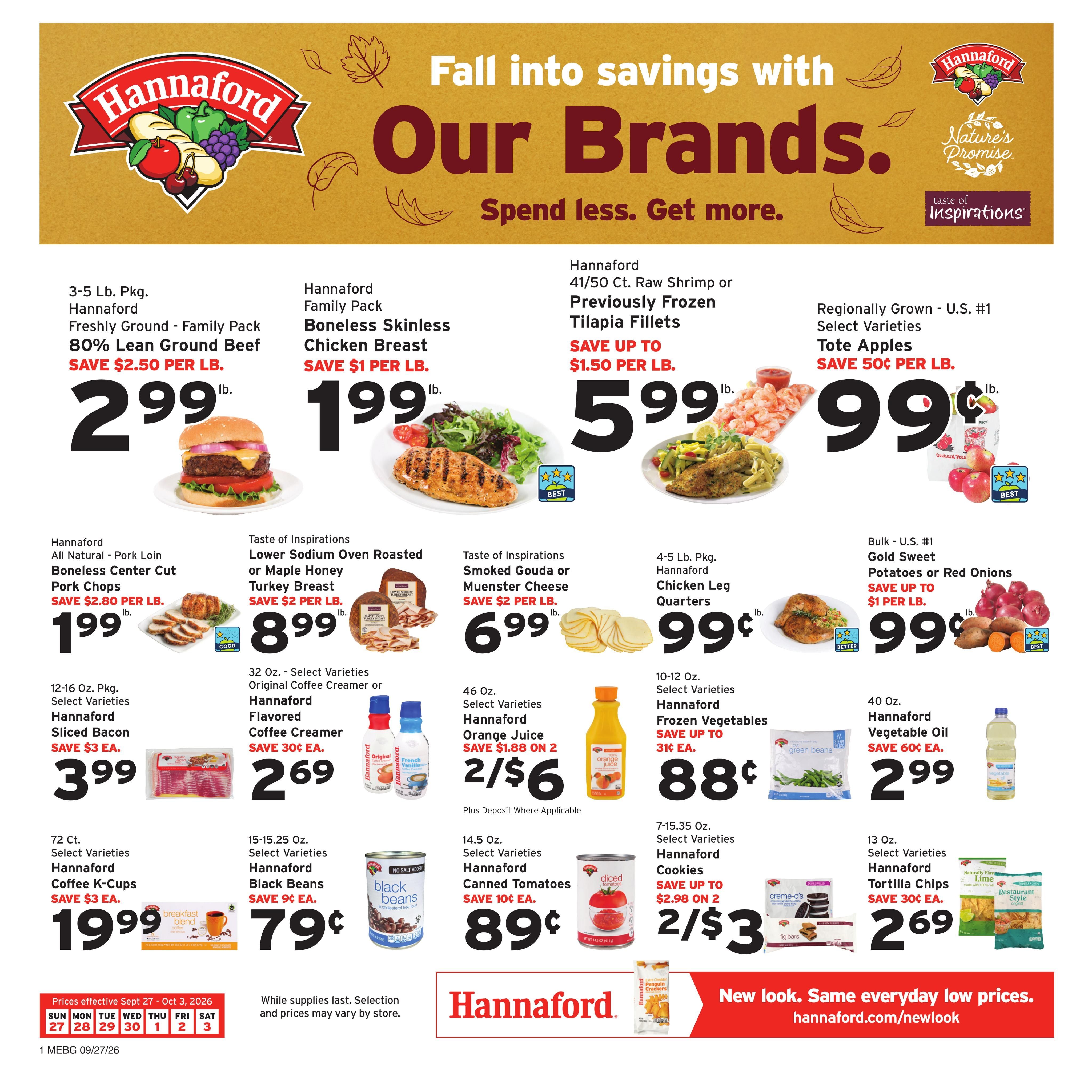 Hannaford (Augusta Area, ME) Week 40 Weekly Ad September 27 - October 3, 2026