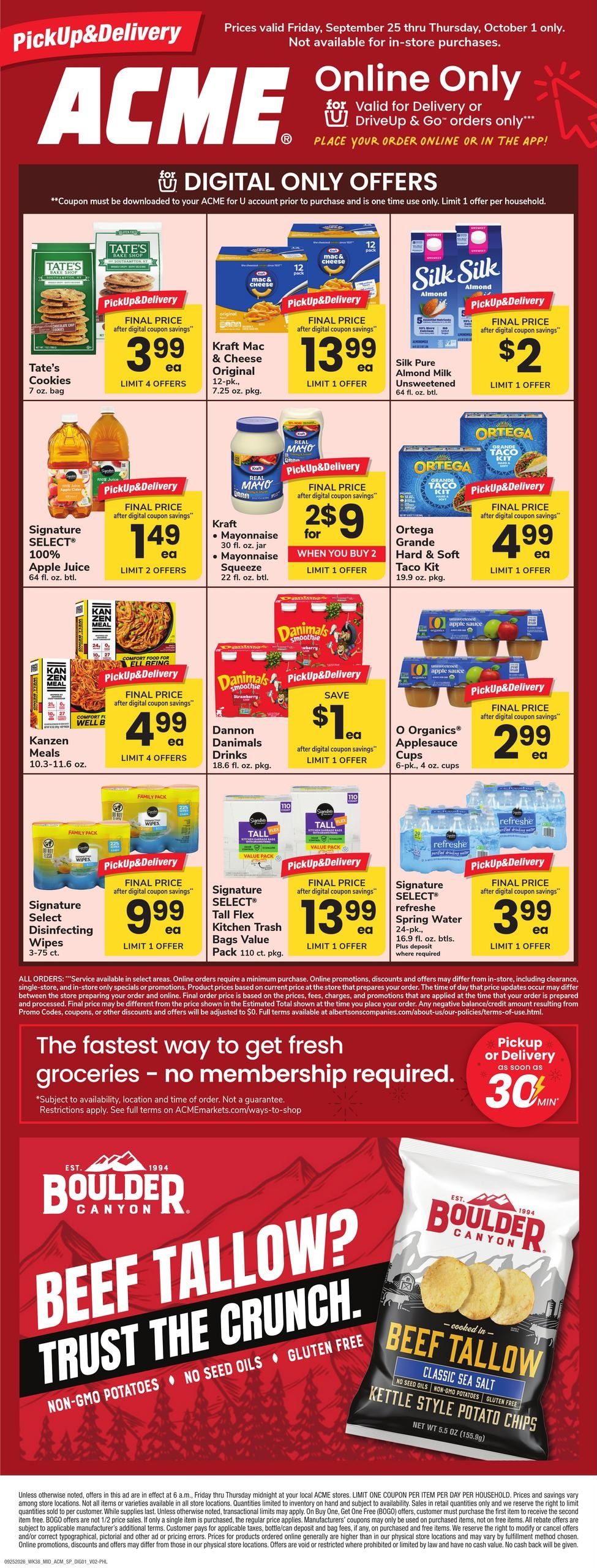 Acme Markets (Philadelphia Area, PA) Bonus Online Savings Weekly Ad September 25 - October 1, 2026