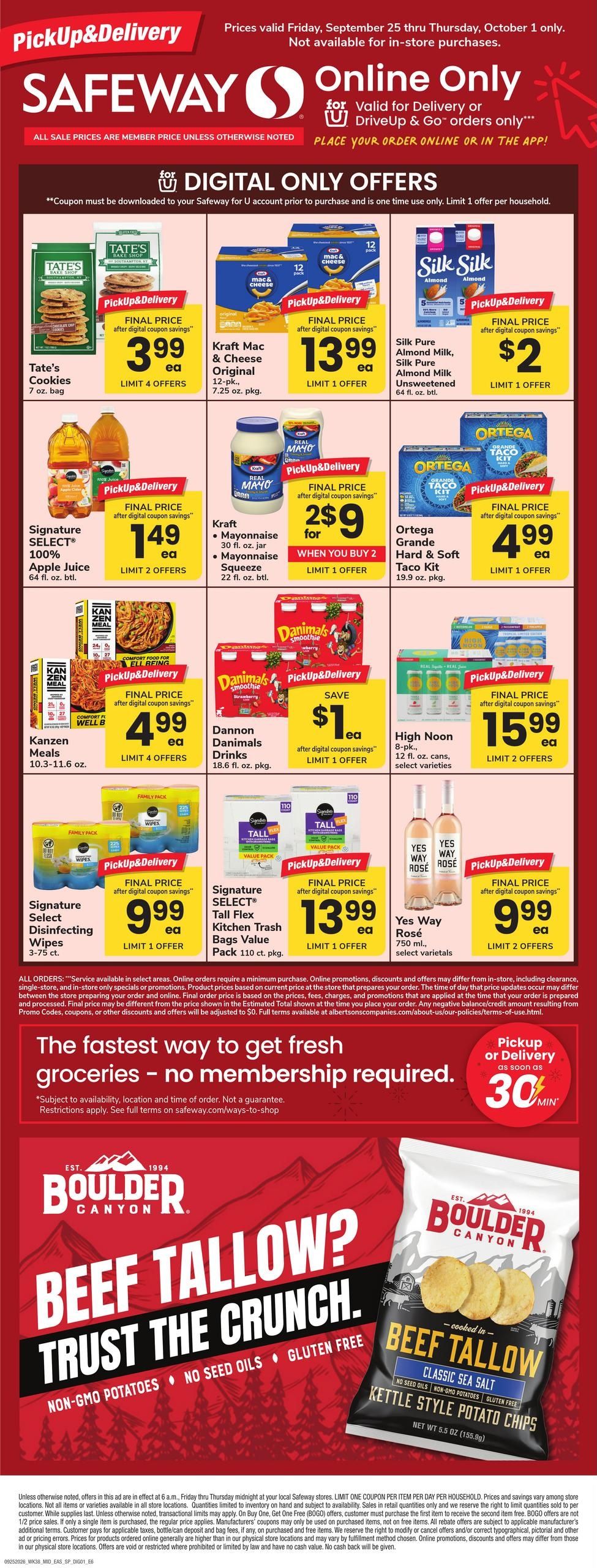 Safeway (Washington Area, DC) Bonus Online Savings Weekly Ad September 25 - October 1, 2026