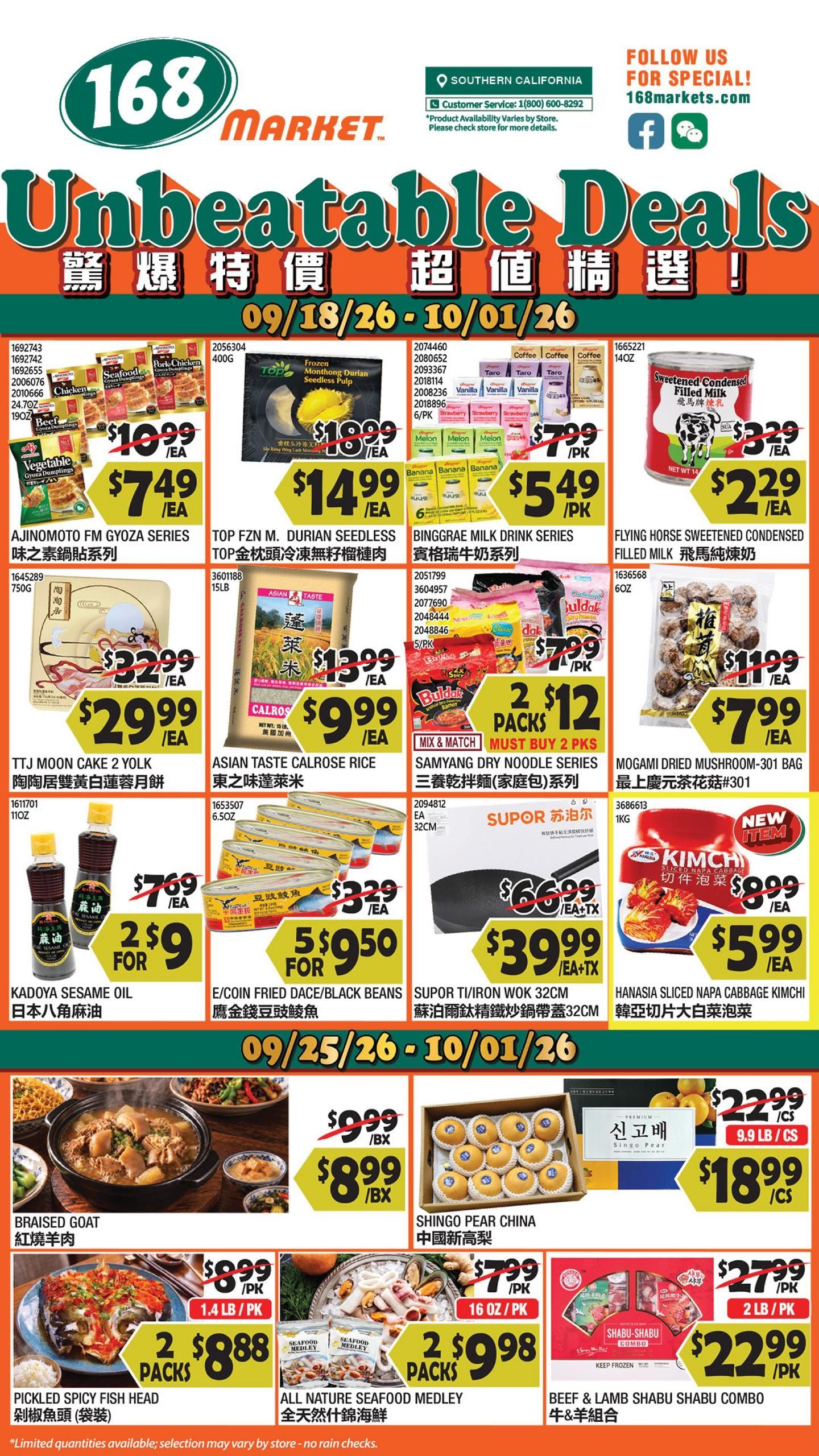 168 Market Weekly Ad September 18 - October 1, 2026