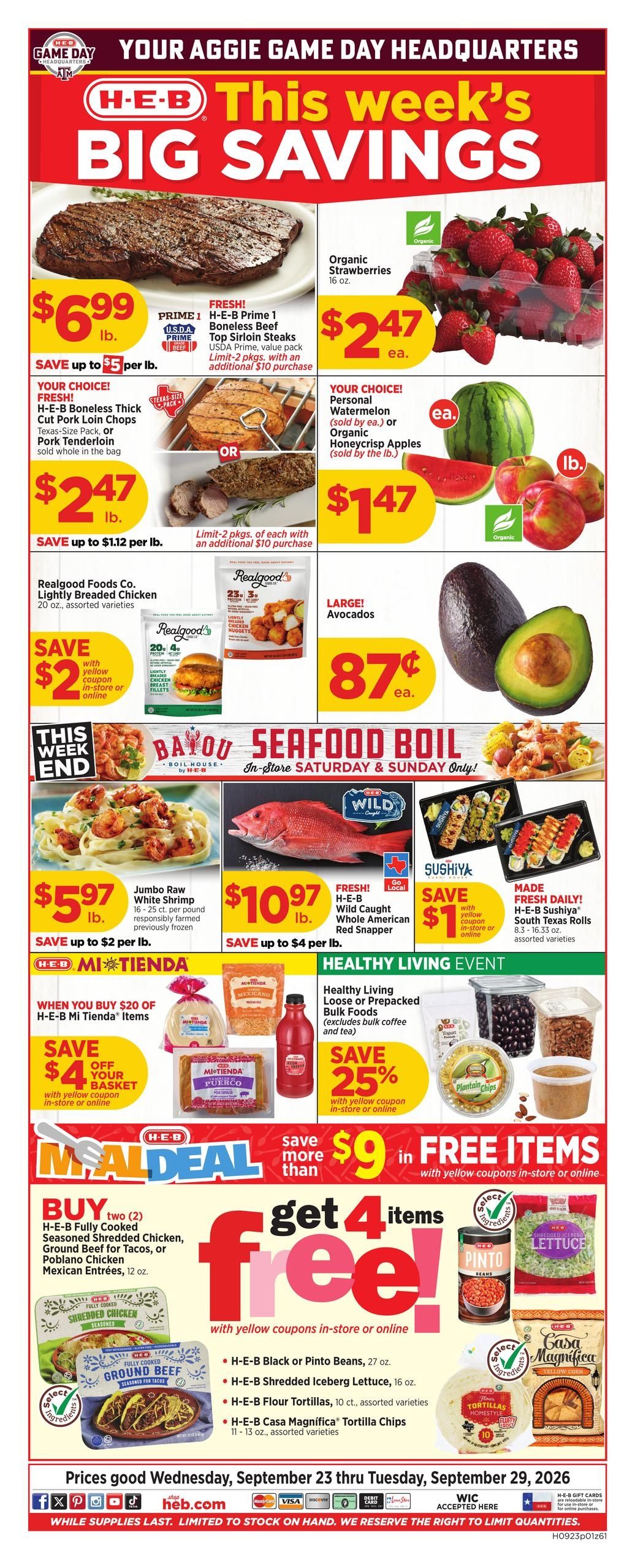H-E-B (College Station Area, TX) Weekly Ad September 23 - 29, 2026