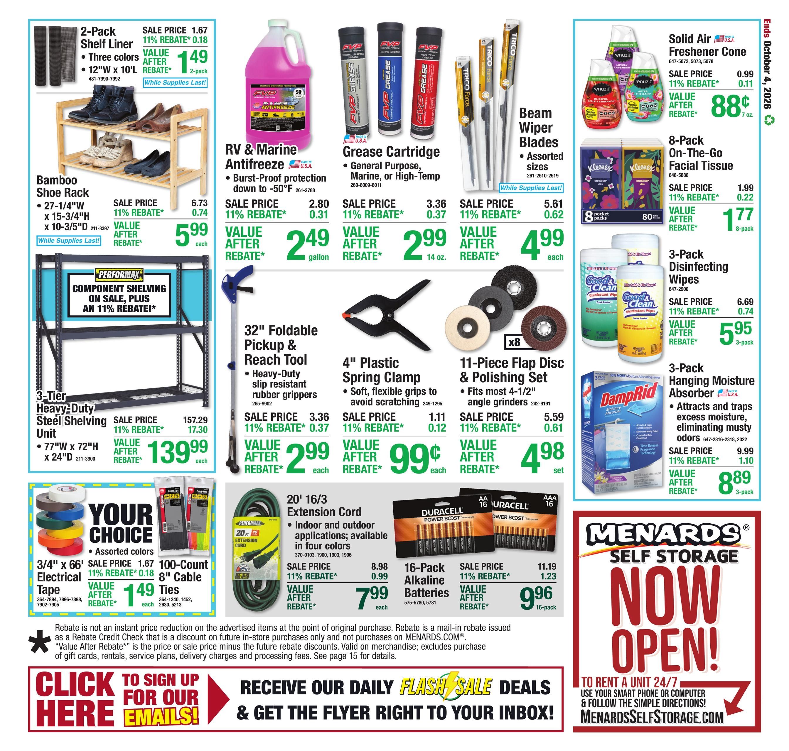 Menards (Bentley-Standish Area, MI) 11% Rebate Sale Weekly Ad September 23 - October 4, 2026