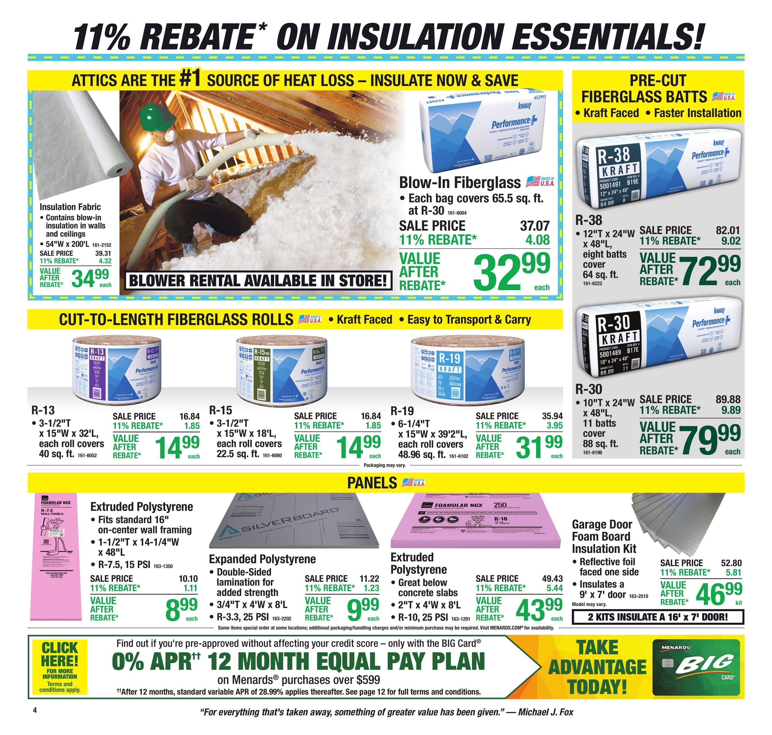 Menards (Bentley-Standish Area, MI) 11% Rebate Sale Weekly Ad September 23 - October 4, 2026