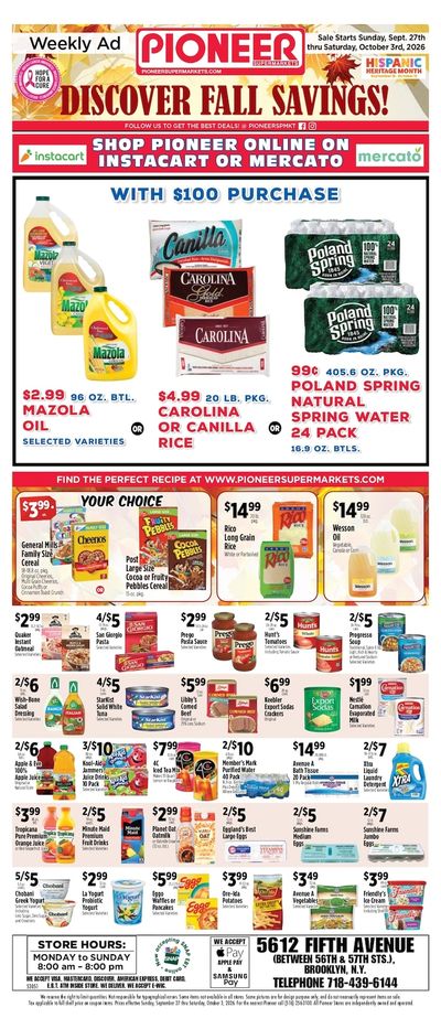 Pioneer on 5th Weekly Ad September 27 - October 3, 2026