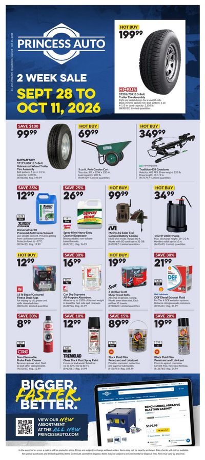 Princess Auto Flyer September 28 to October 11