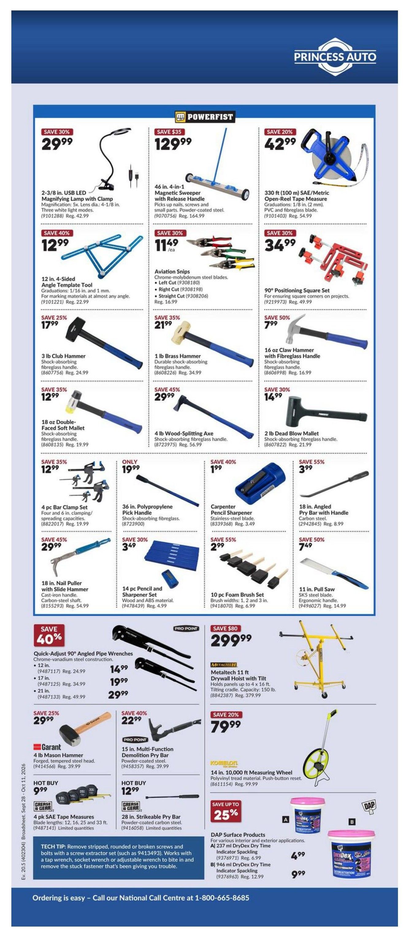 Princess Auto Flyer September 28 to October 11