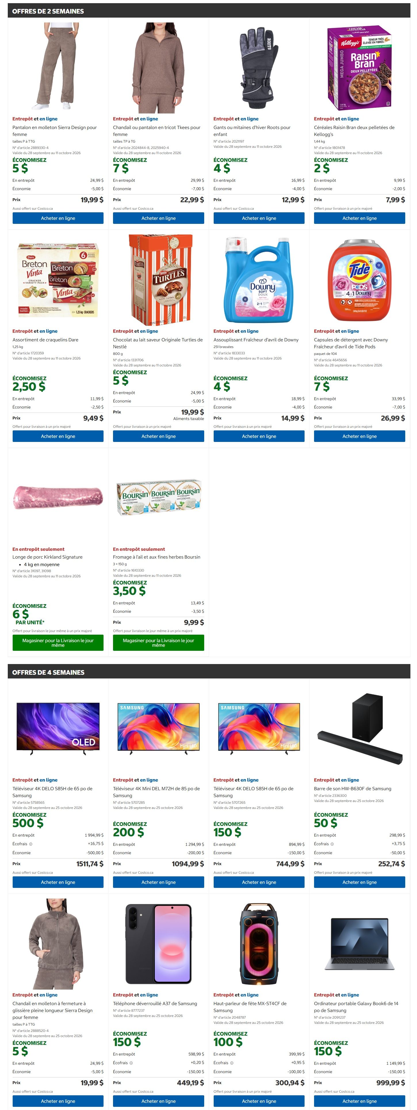 Costco (QC) Warehouse Offers September 28 to October 11