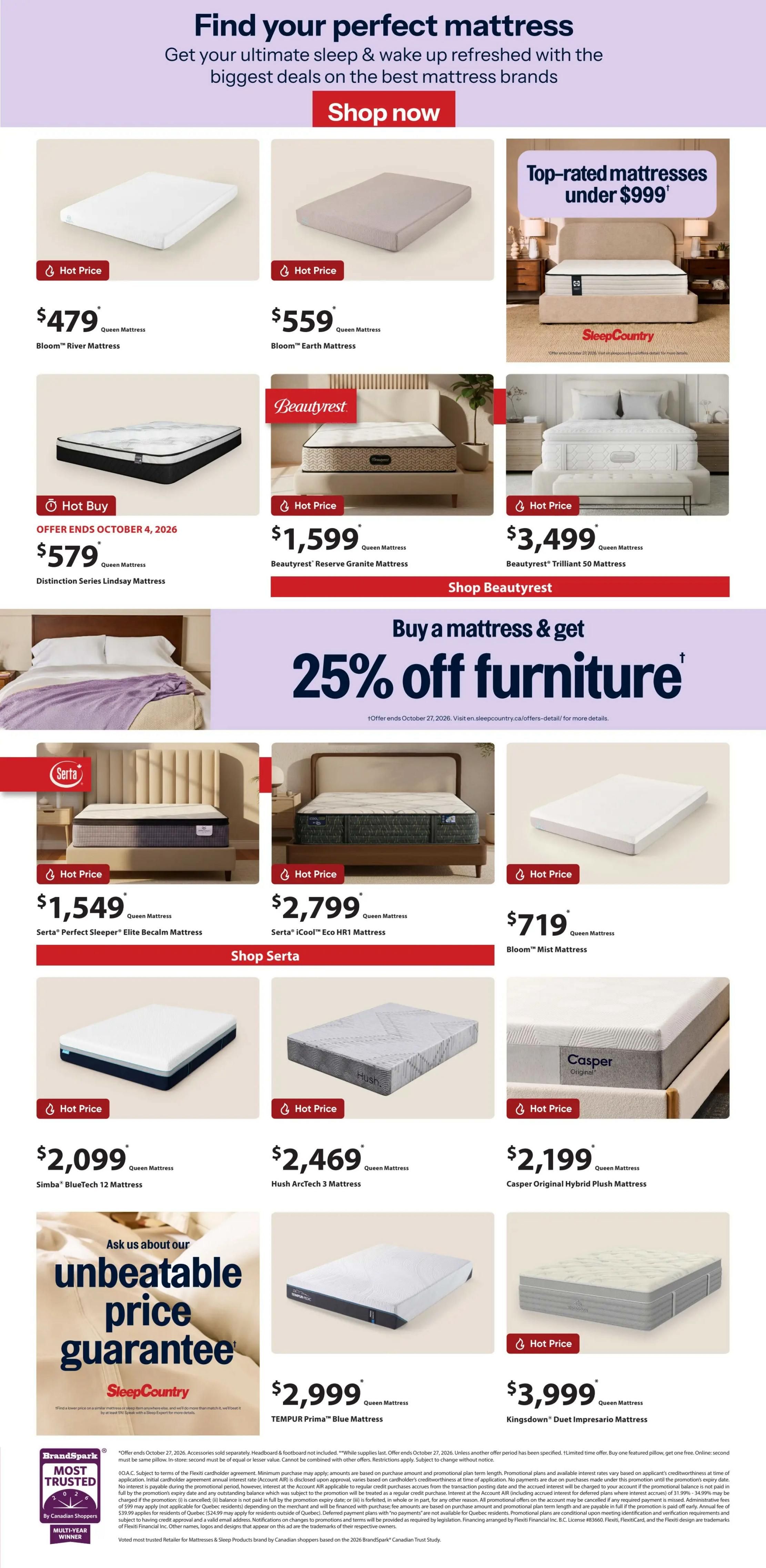 Sleep Country Flyer September 30 to October 6