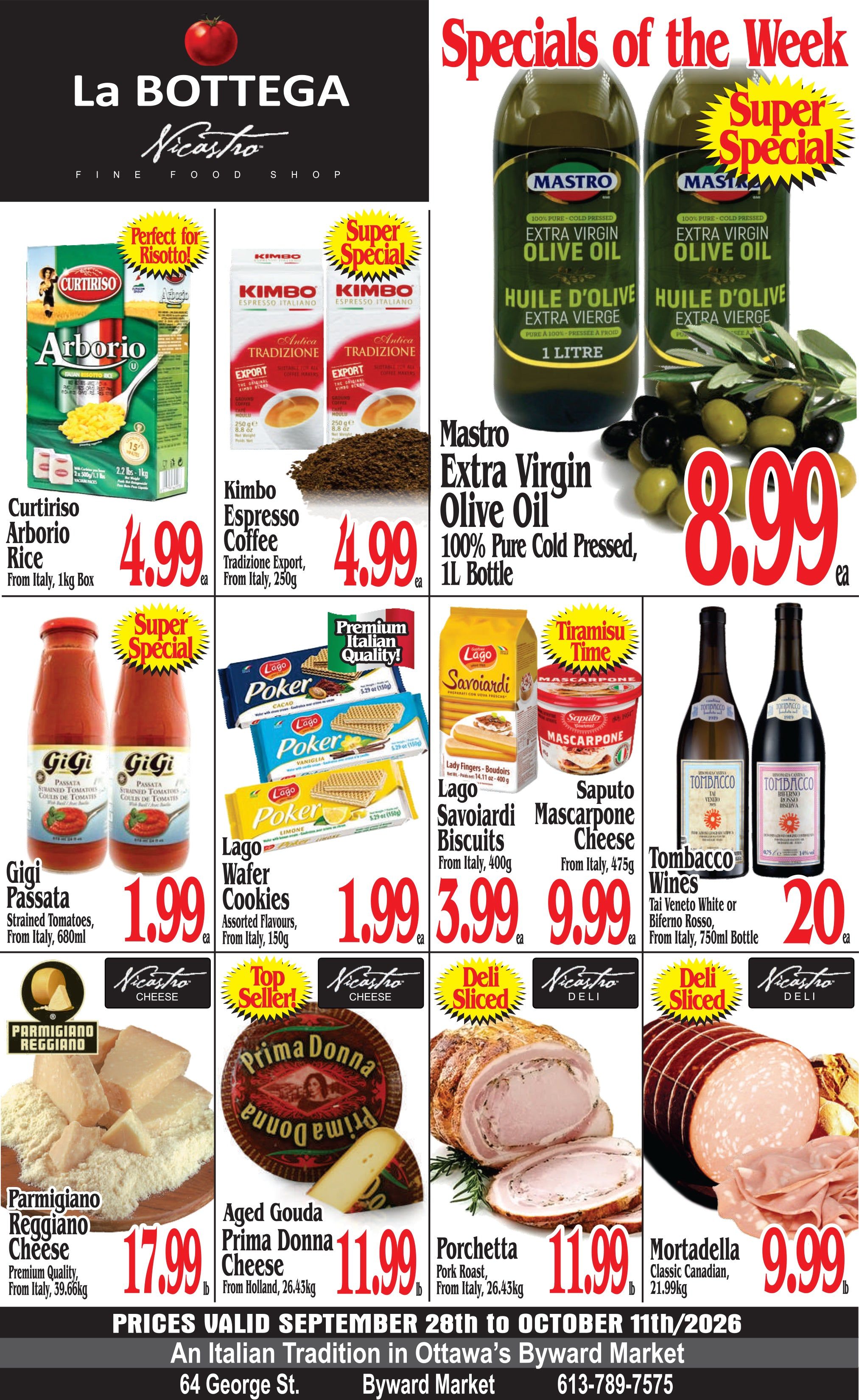 La Bottega Nicastro Fine Foods Flyer September 28 to October 11