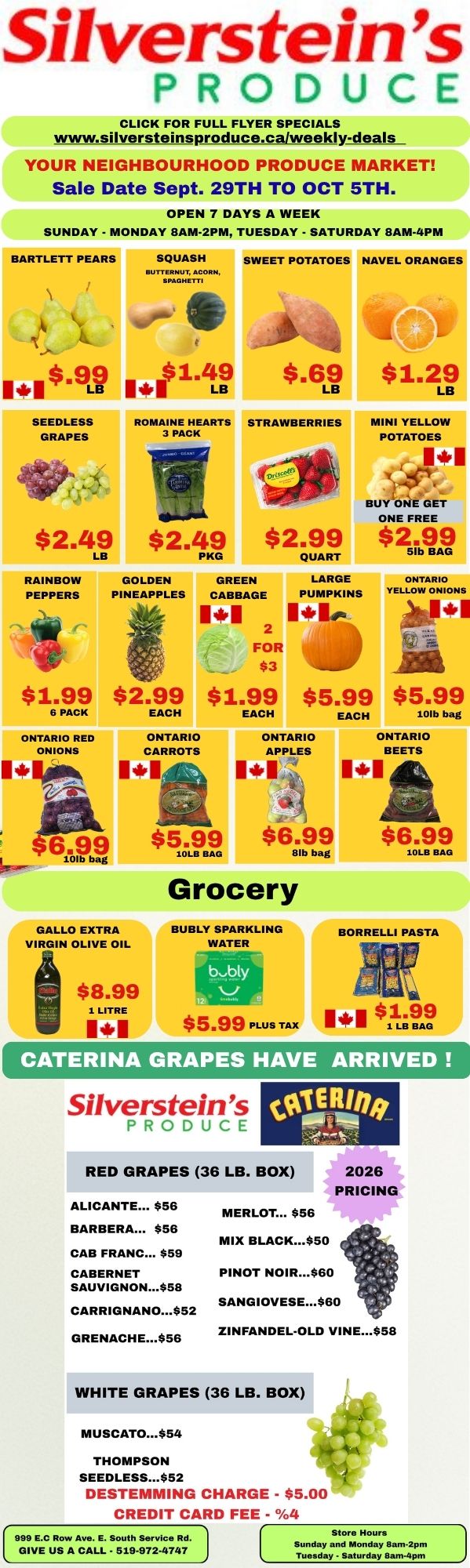 Silverstein's Produce Flyer September 29 to October 5