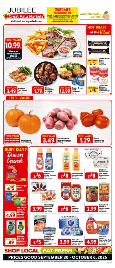 Trout's Jubilee Foods Weekly Ad September 30 - October 6, 2026