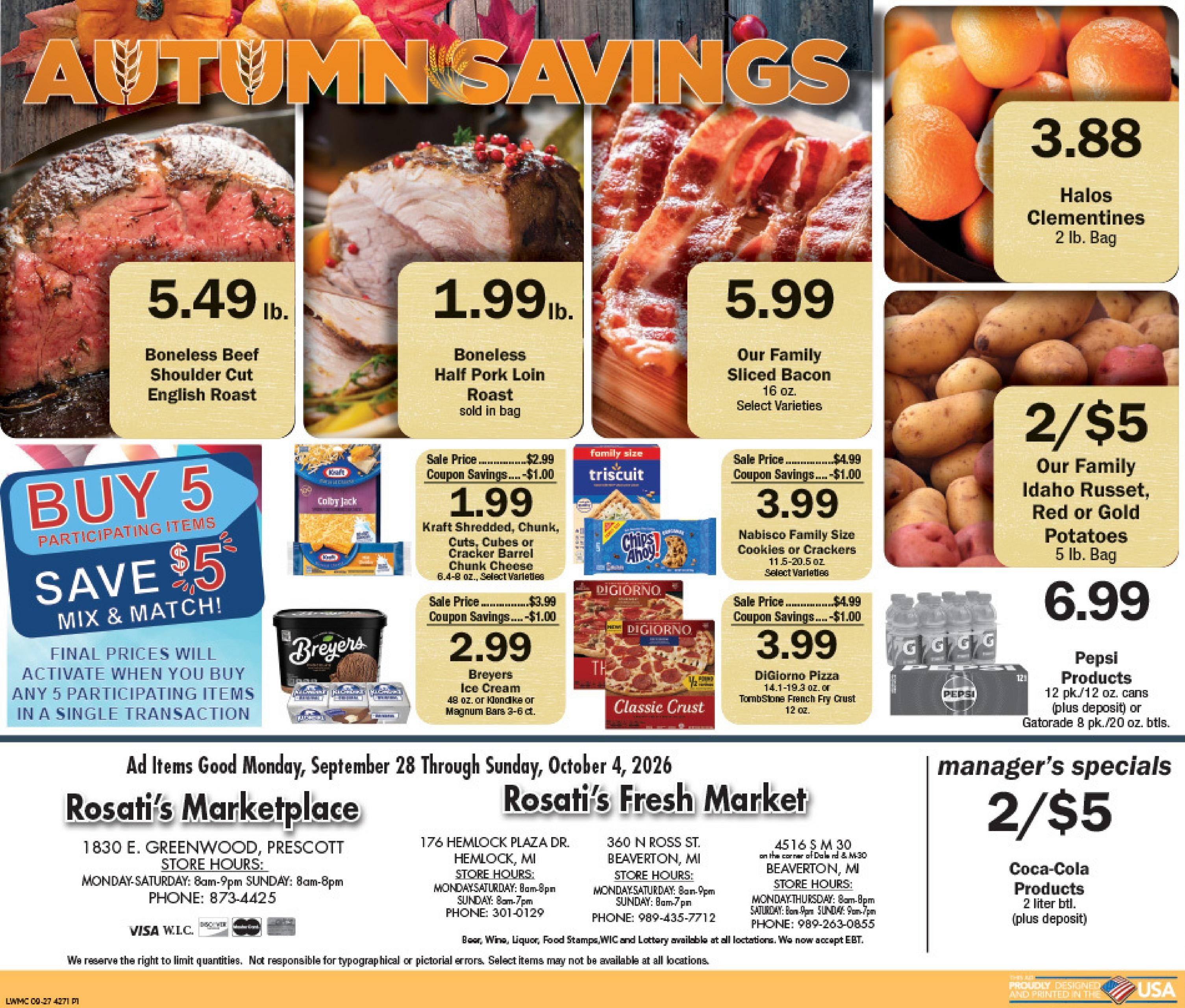 Rosati's Marketplace Weekly Ad September 28 - October 4, 2026
