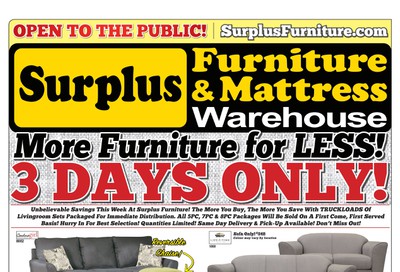 Surplus Furniture & Mattress Warehouse (Thunder Bay) Flyer November 19 to 25