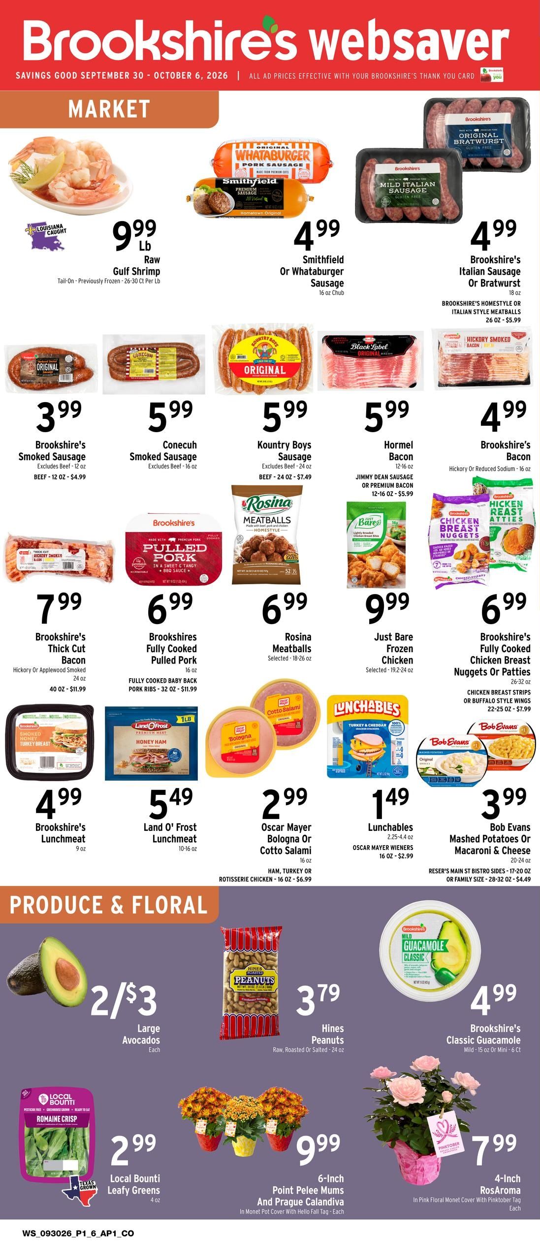 Brookshire's Websaver Weekly Ad September 30 - October 6, 2026