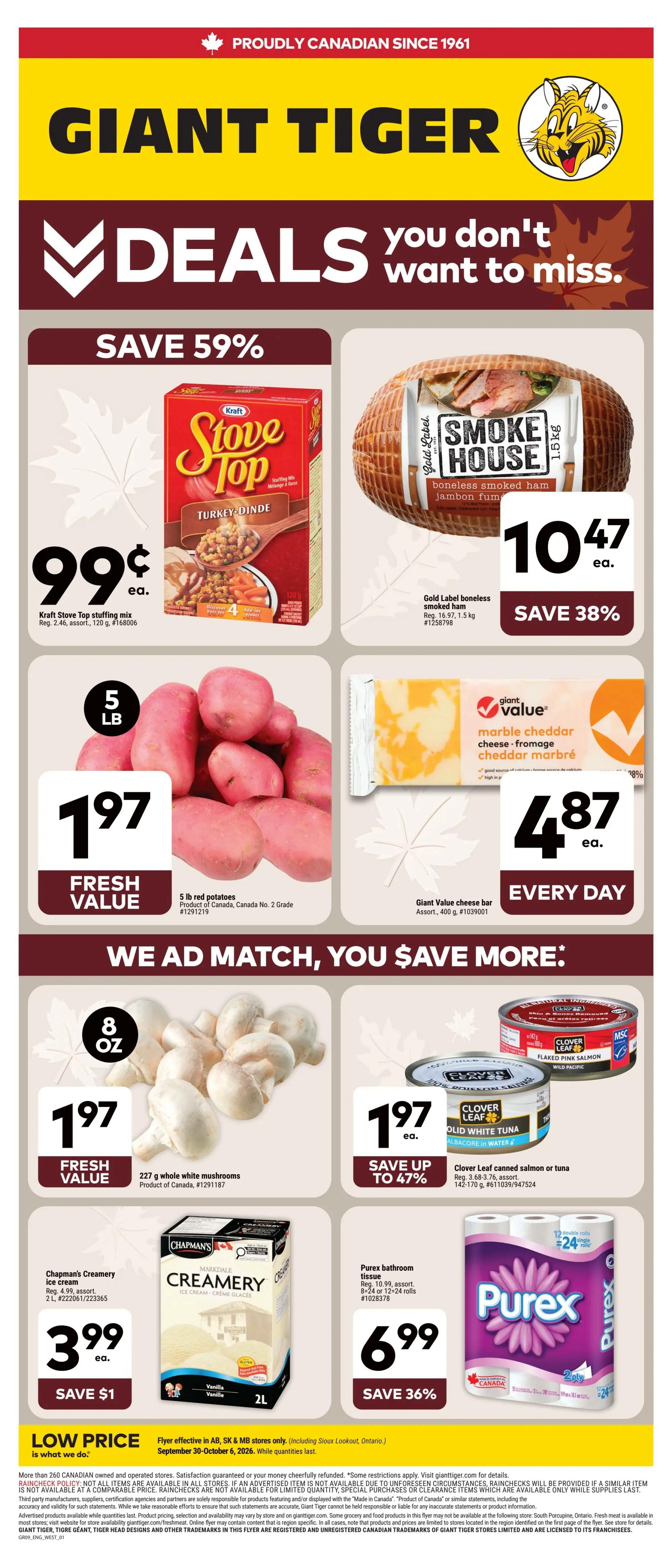 Giant Tiger (West) Flyer September 30 to October 6