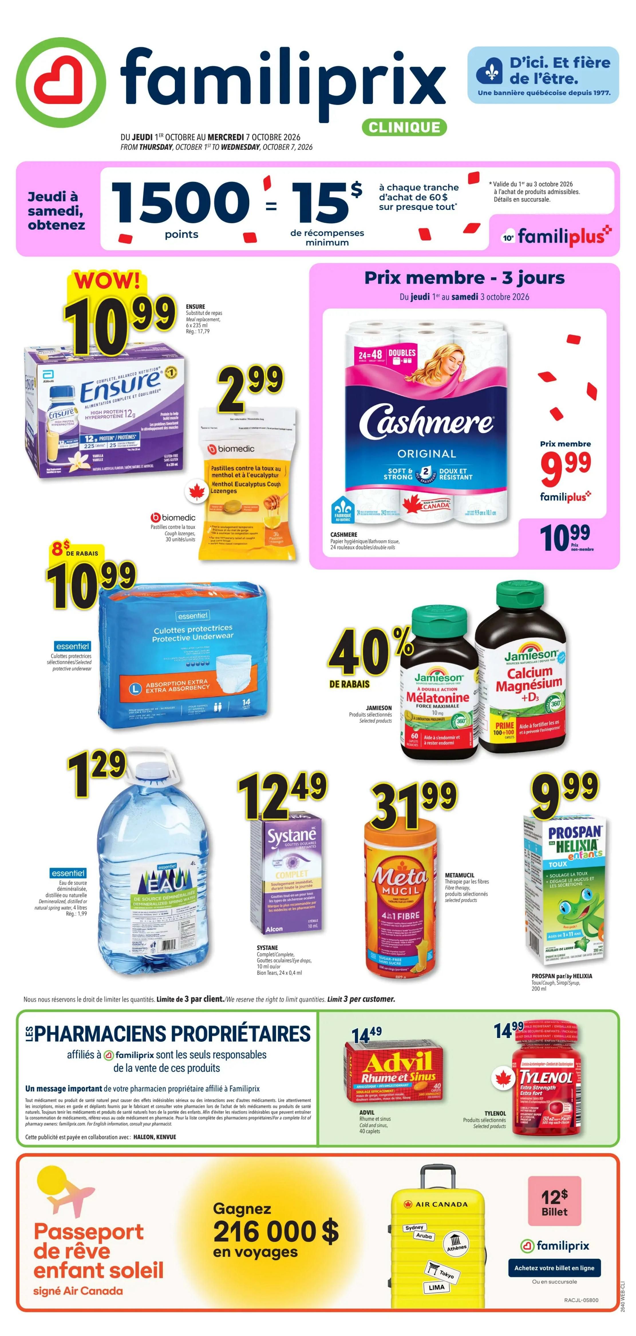 Familiprix Clinique Flyer October 1 to 7