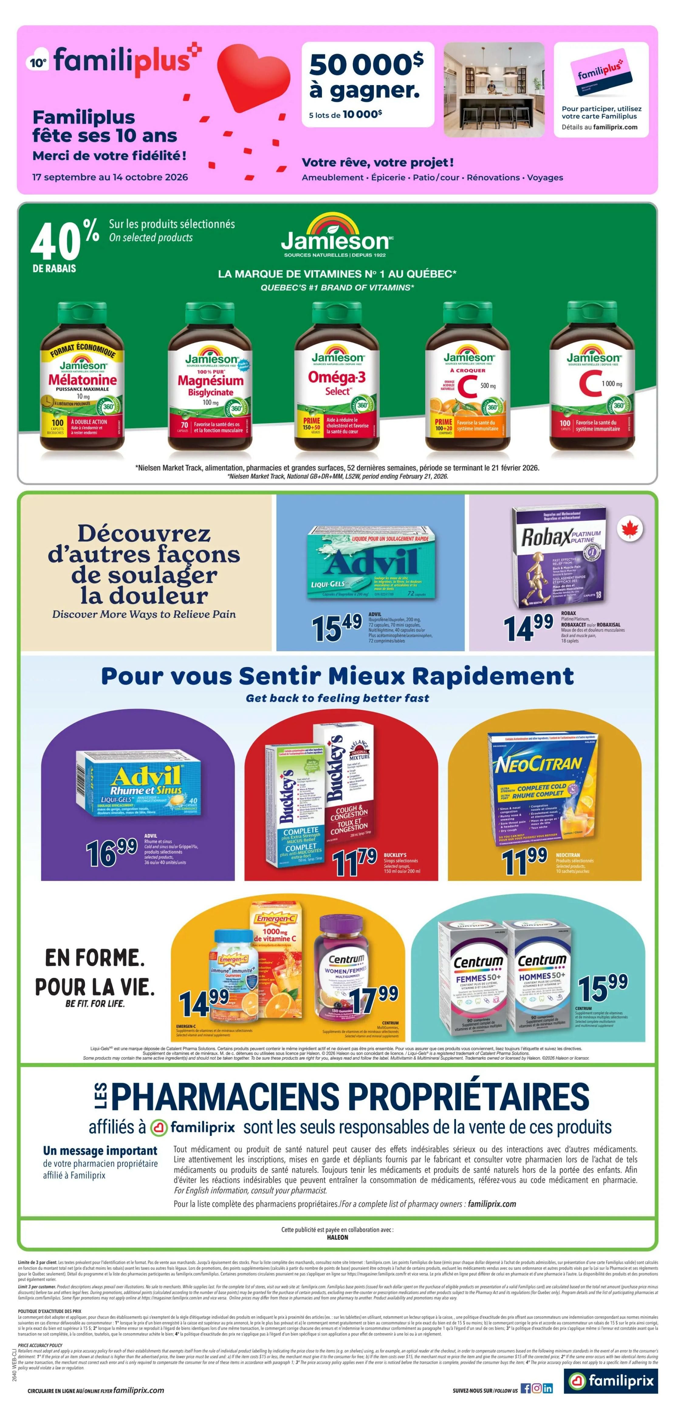Familiprix Clinique Flyer October 1 to 7