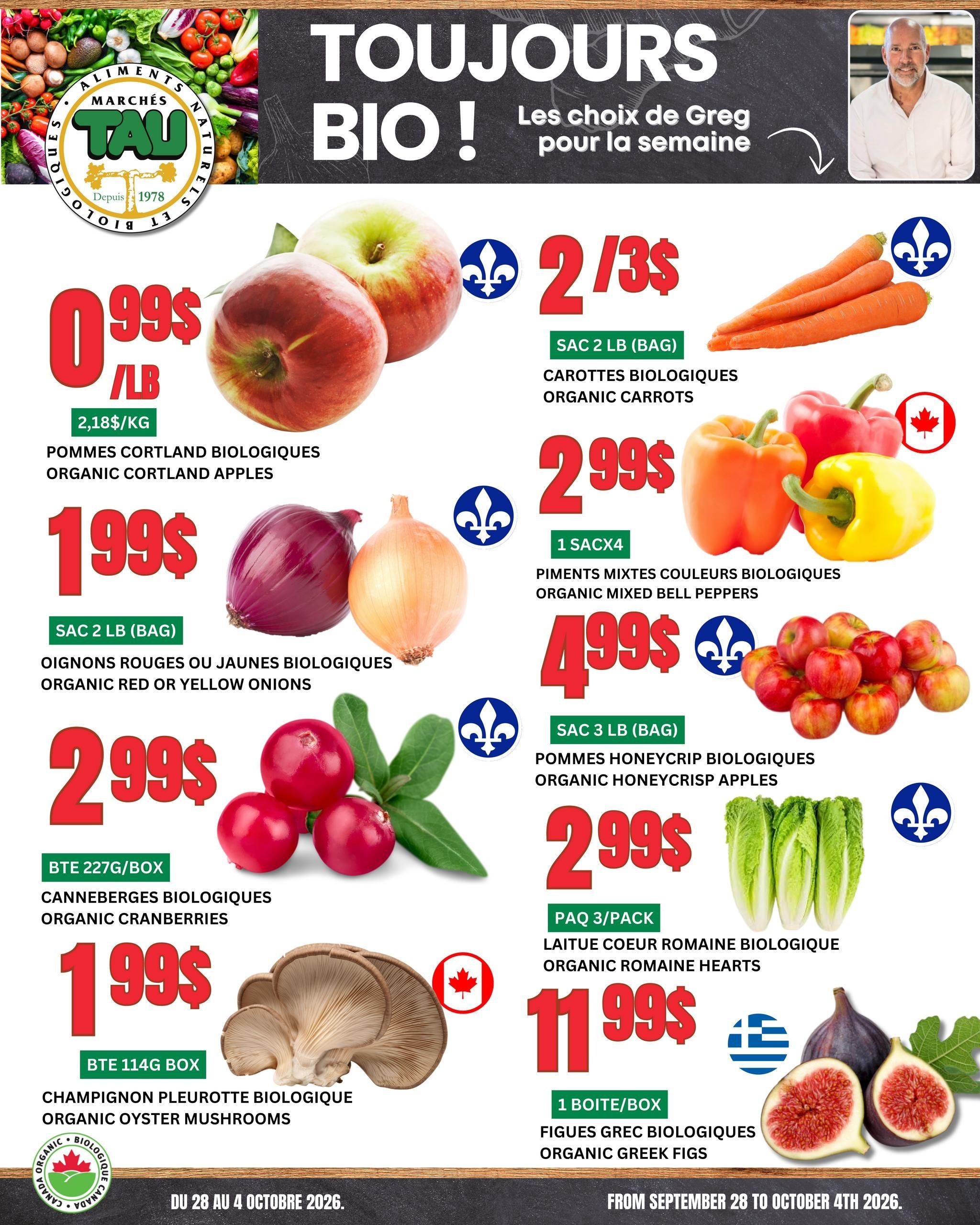 Marches Tau Produce Flyer September 28 to October 4