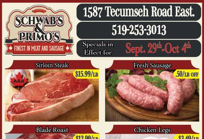 Schwab's & Primo's Flyer September 29 to October 4