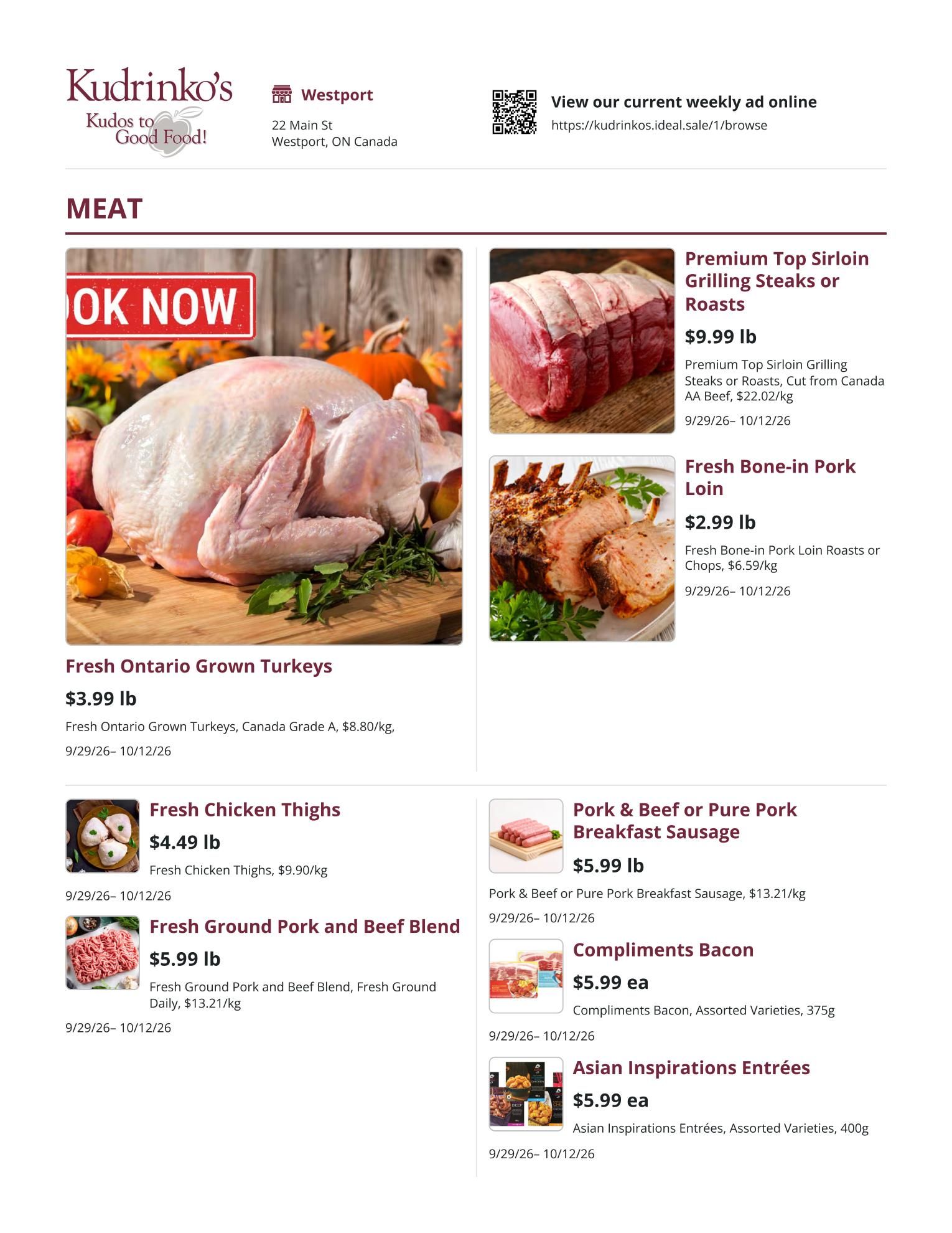 Kudrinko's Flyer September 29 to October 12