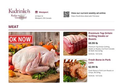 Kudrinko's Flyer September 29 to October 12