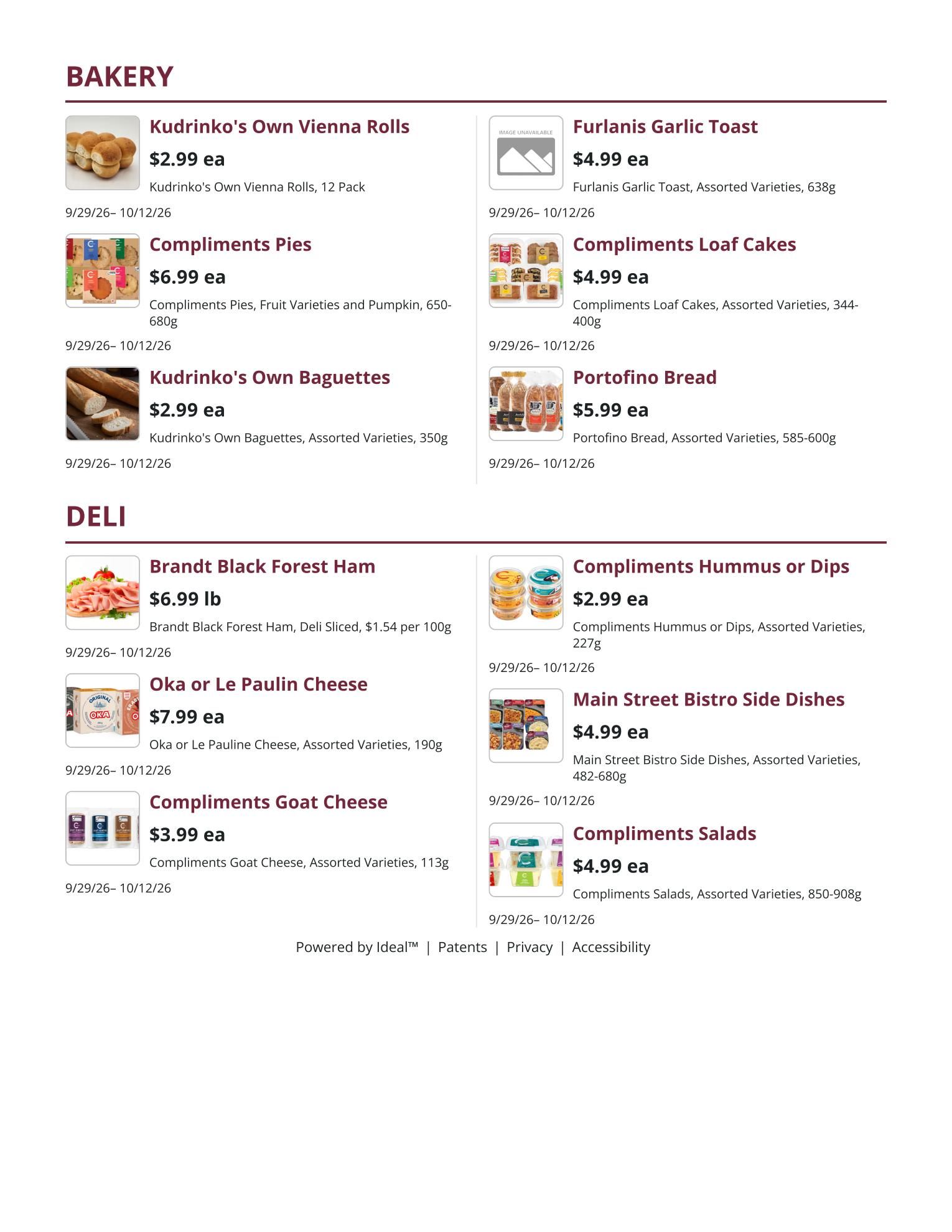 Kudrinko's Flyer September 29 to October 12