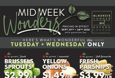 The Root Cellar Mid-Week Flyer September 29 and 30