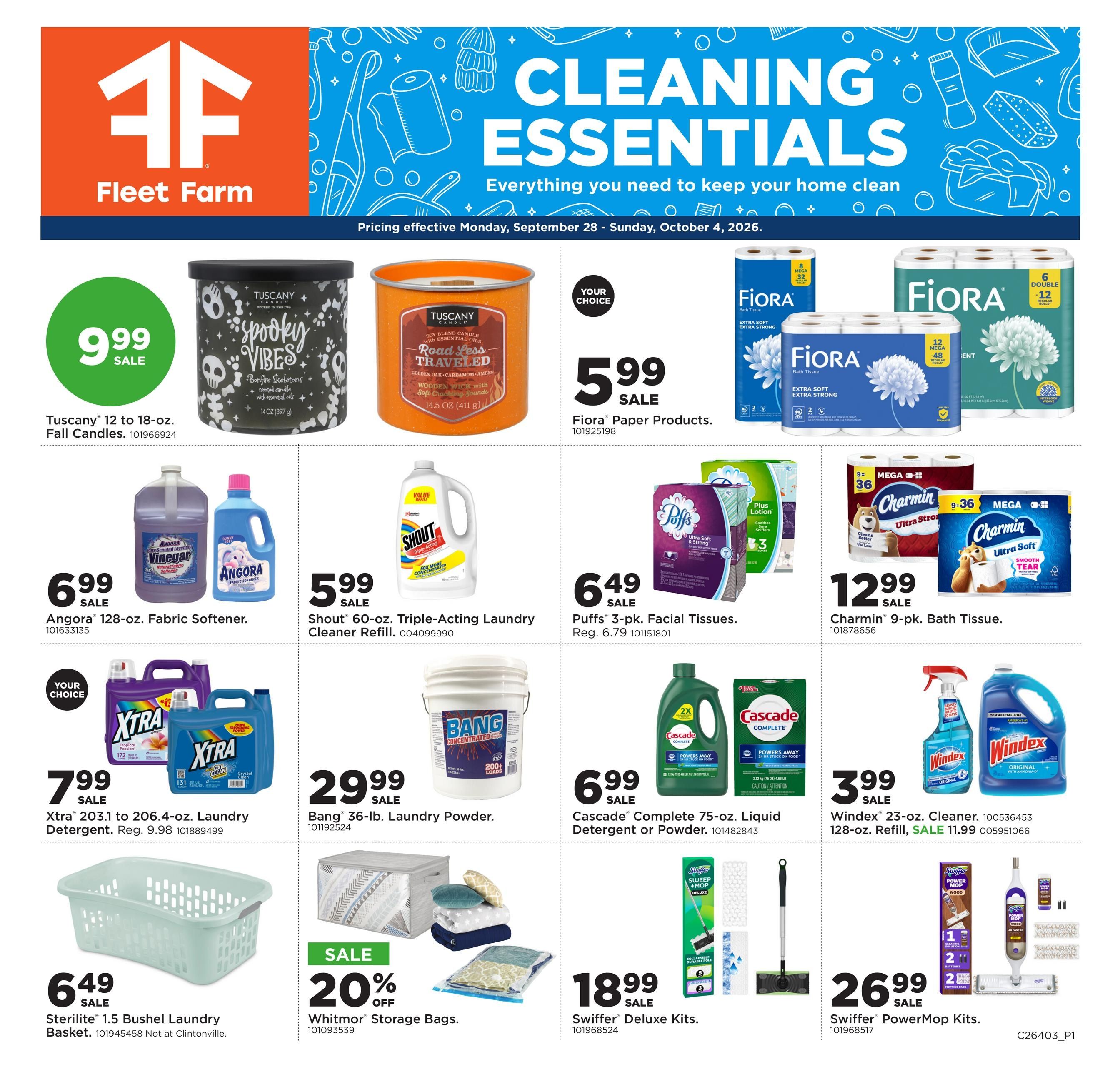 Fleet Farm Home & Cleaning Weekly Ad September 28 - October 4, 2026