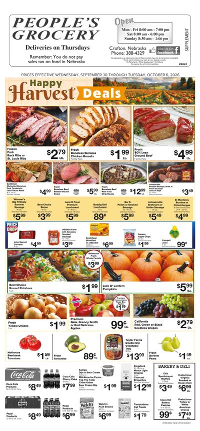 People's Grocery Happy Harvest Deals Weekly Ad September 30 - October 6, 2026
