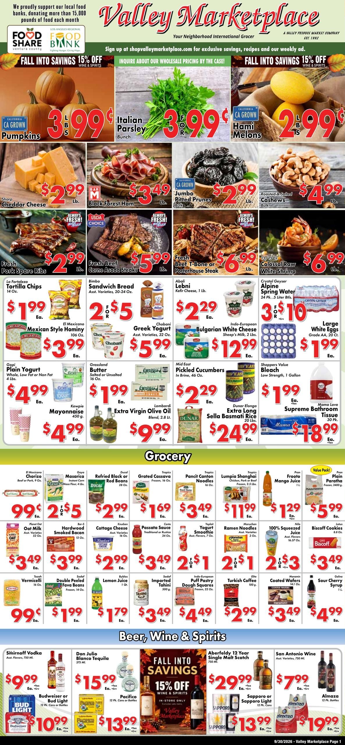 Valley Marketplace Weekly Ad September 30 - October 6, 2026