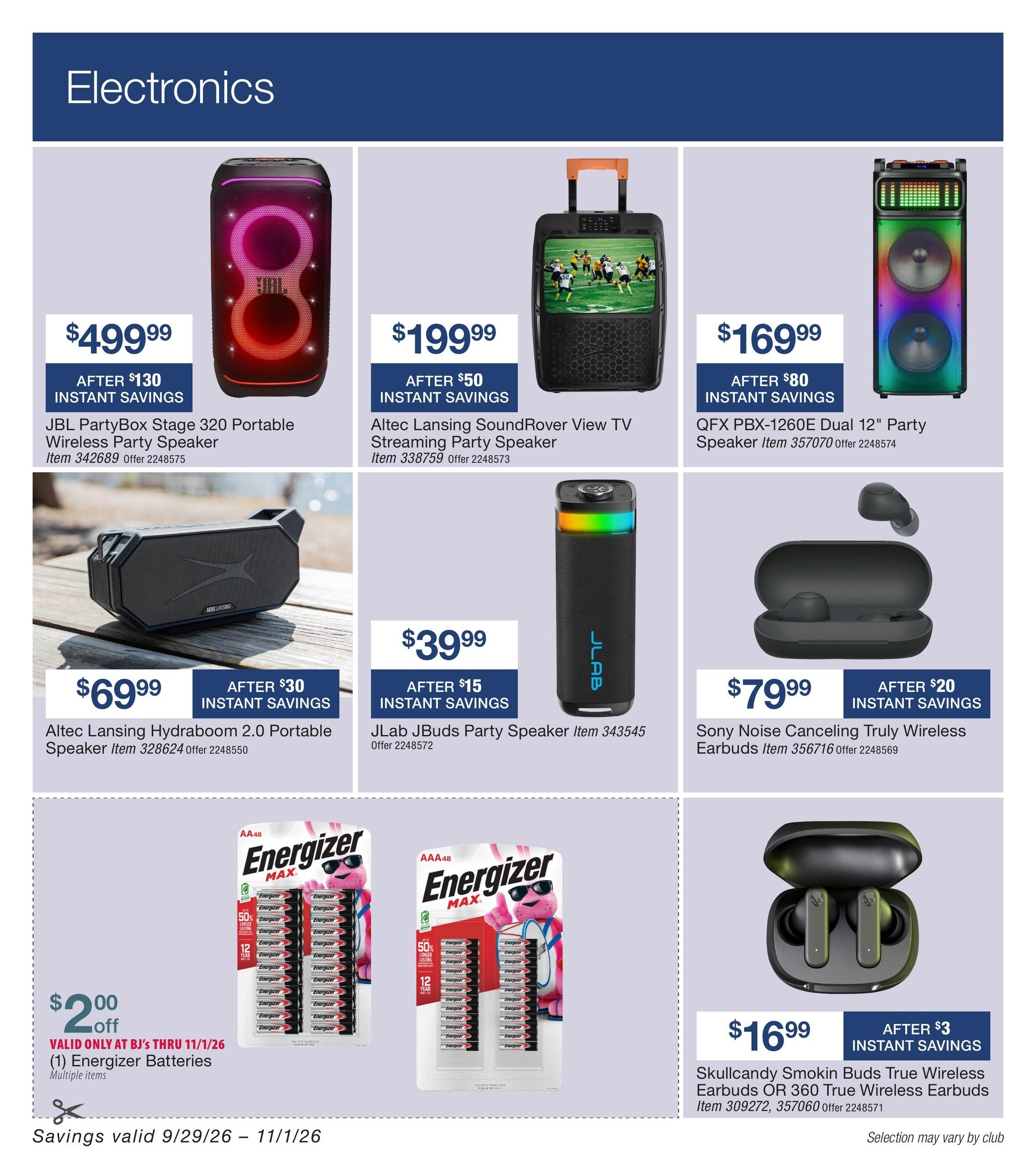BJ's Wholesale Club Smart Saver Weekly Ad September 29 - November 1, 2026