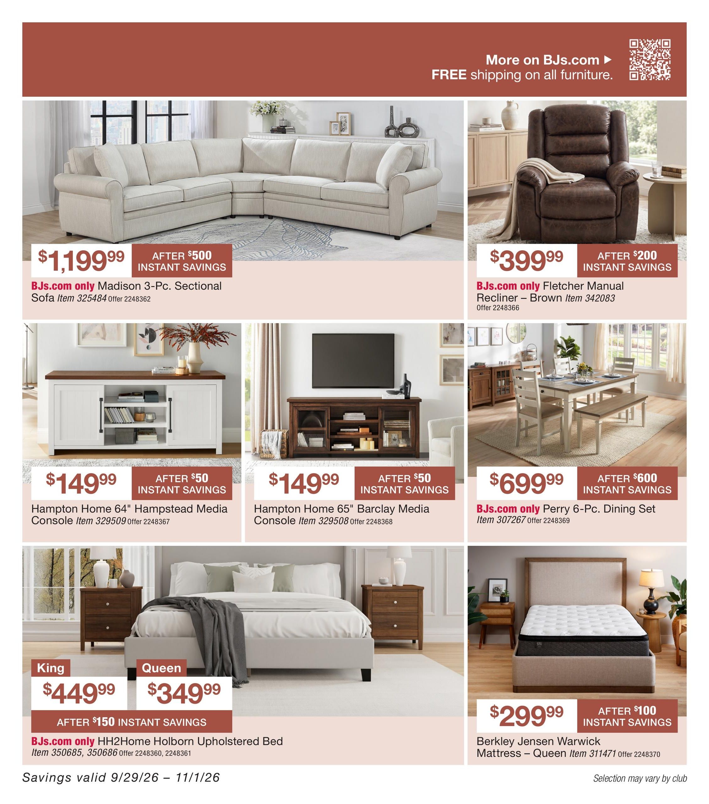 BJ's Wholesale Club Smart Saver Weekly Ad September 29 - November 1, 2026