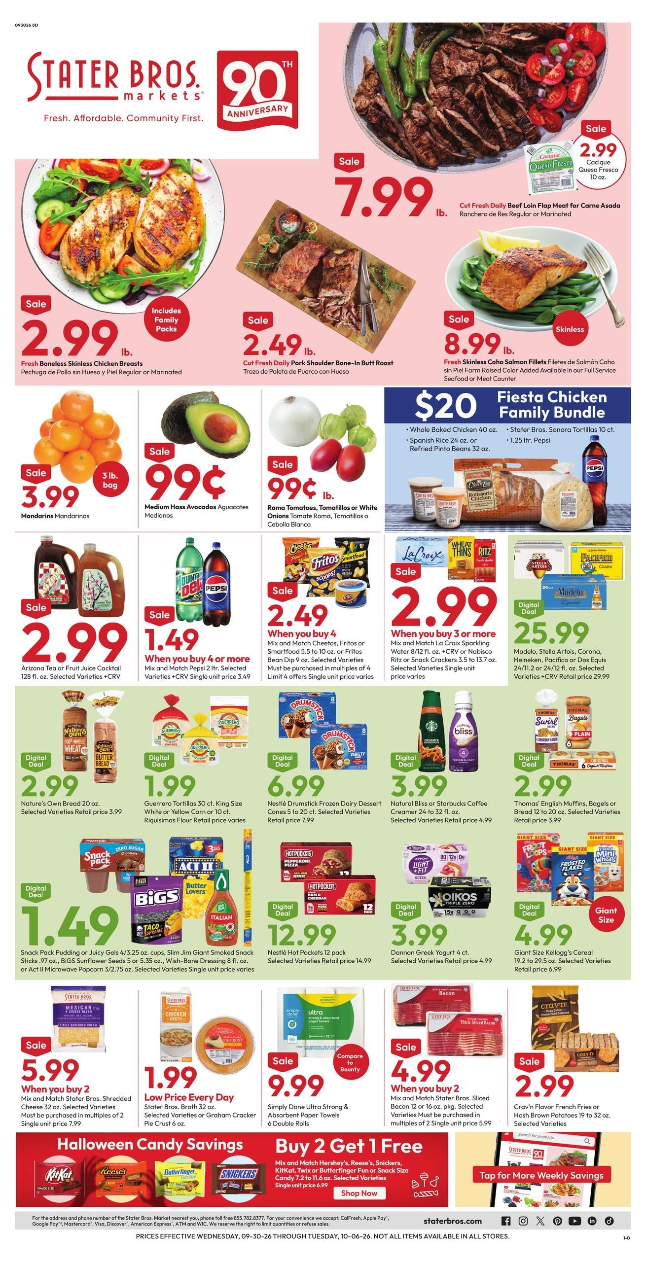 Stater Bros. Markets (Agoura Hills Area, CA) Weekly Ad September 30 - October 6, 2026