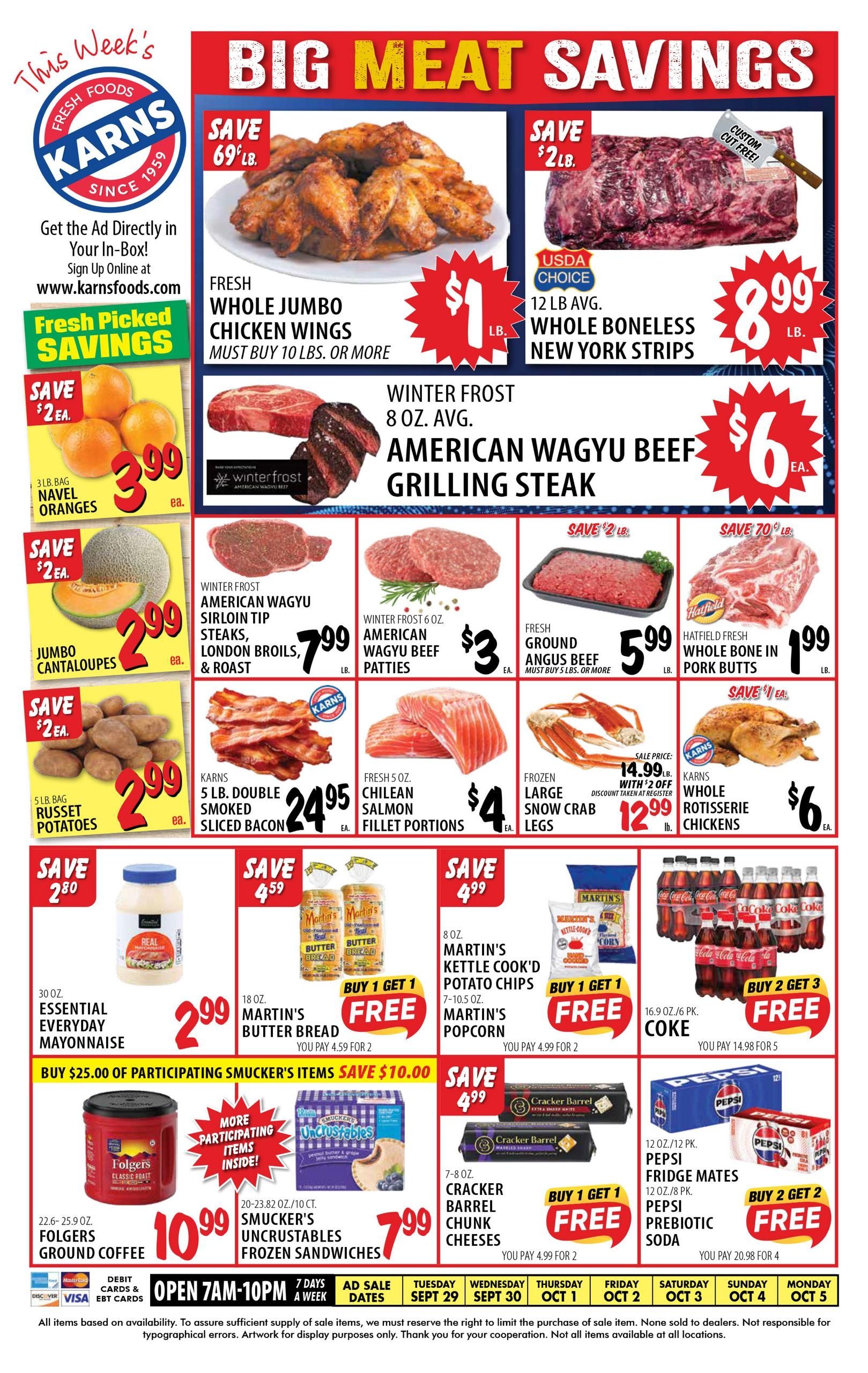 Karns Quality Foods Weekly Ad September 29 - October 5, 2026