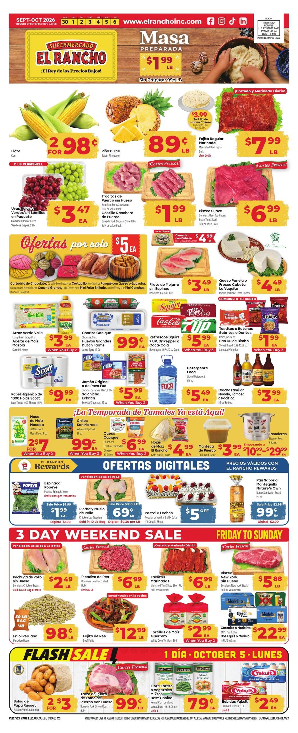 El Rancho Supermercado (Brownsville Area, TX) Weekly Ad September 30 - October 6, 2026