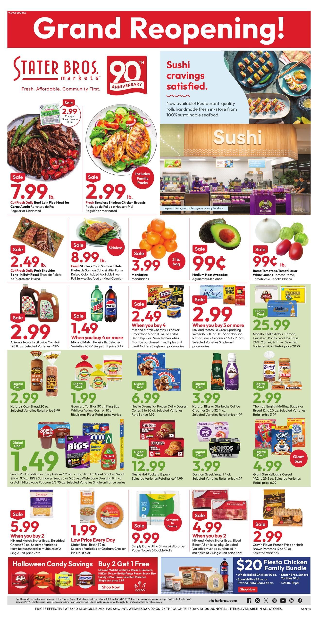 Stater Bros. Markets (Bellflower Area, CA) Weekly Ad September 30 - October 6, 2026