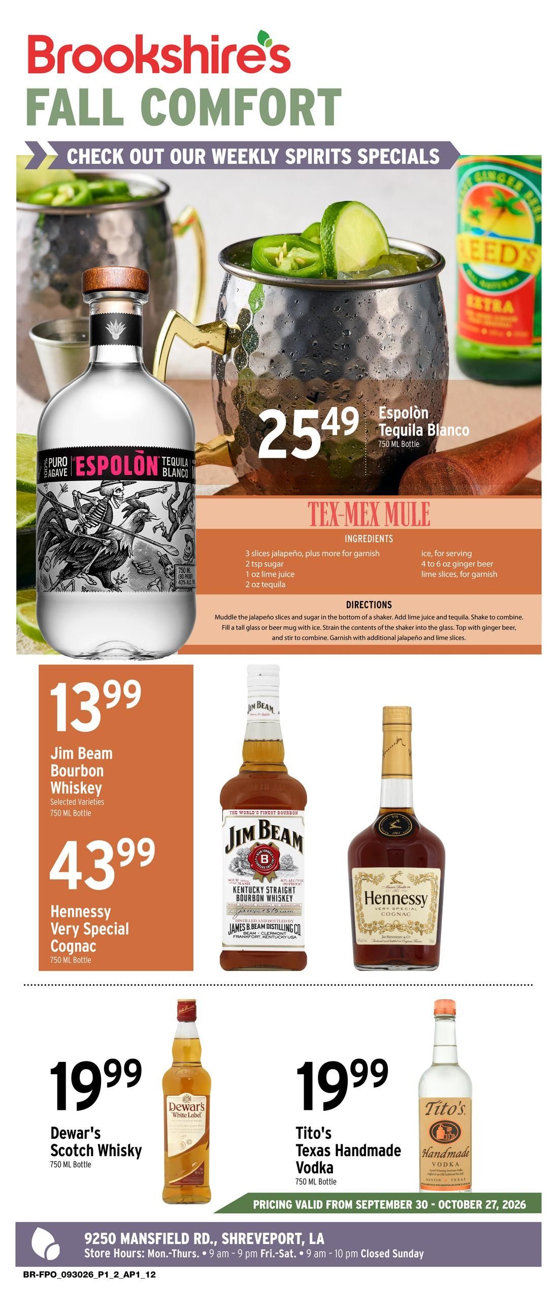 Brookshire's Liquor Beer Wine Weekly Ad September 30 - October 27, 2026