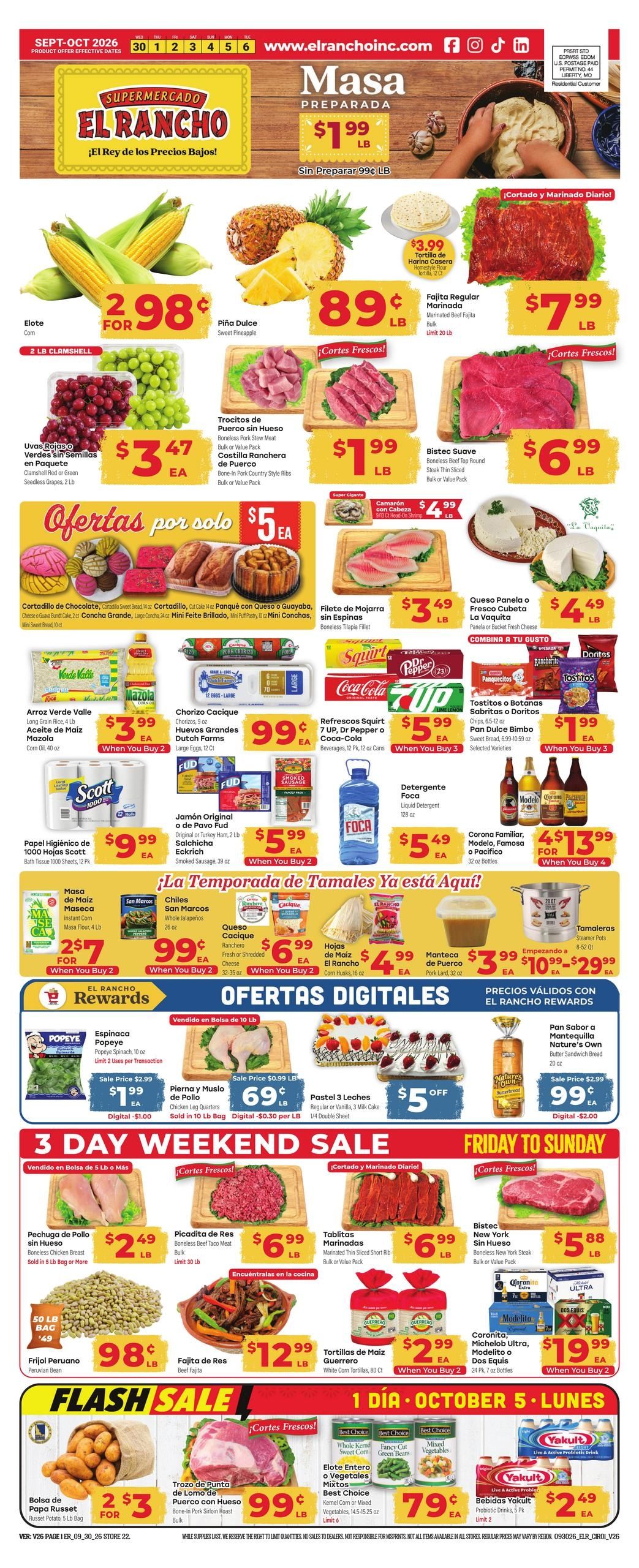 El Rancho Supermercado (Odessa Area, TX) Weekly Ad September 30 - October 6, 2026