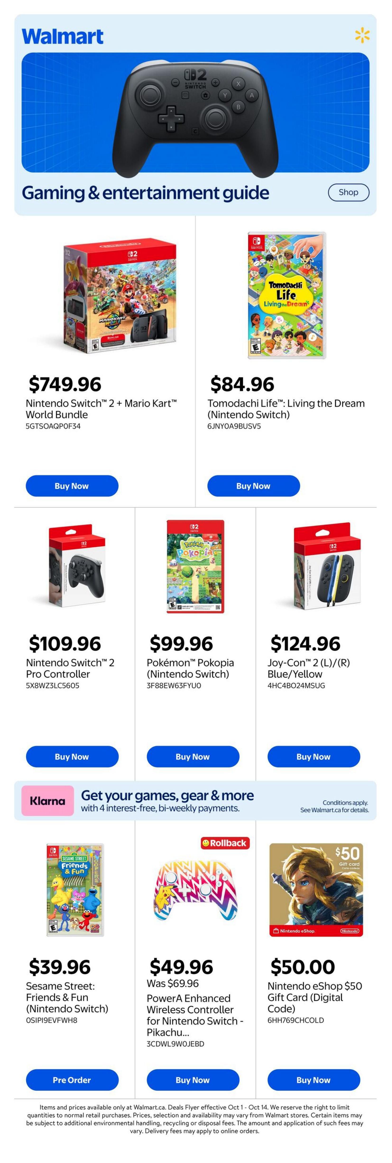 Walmart Gaming Guide October 1 to 14