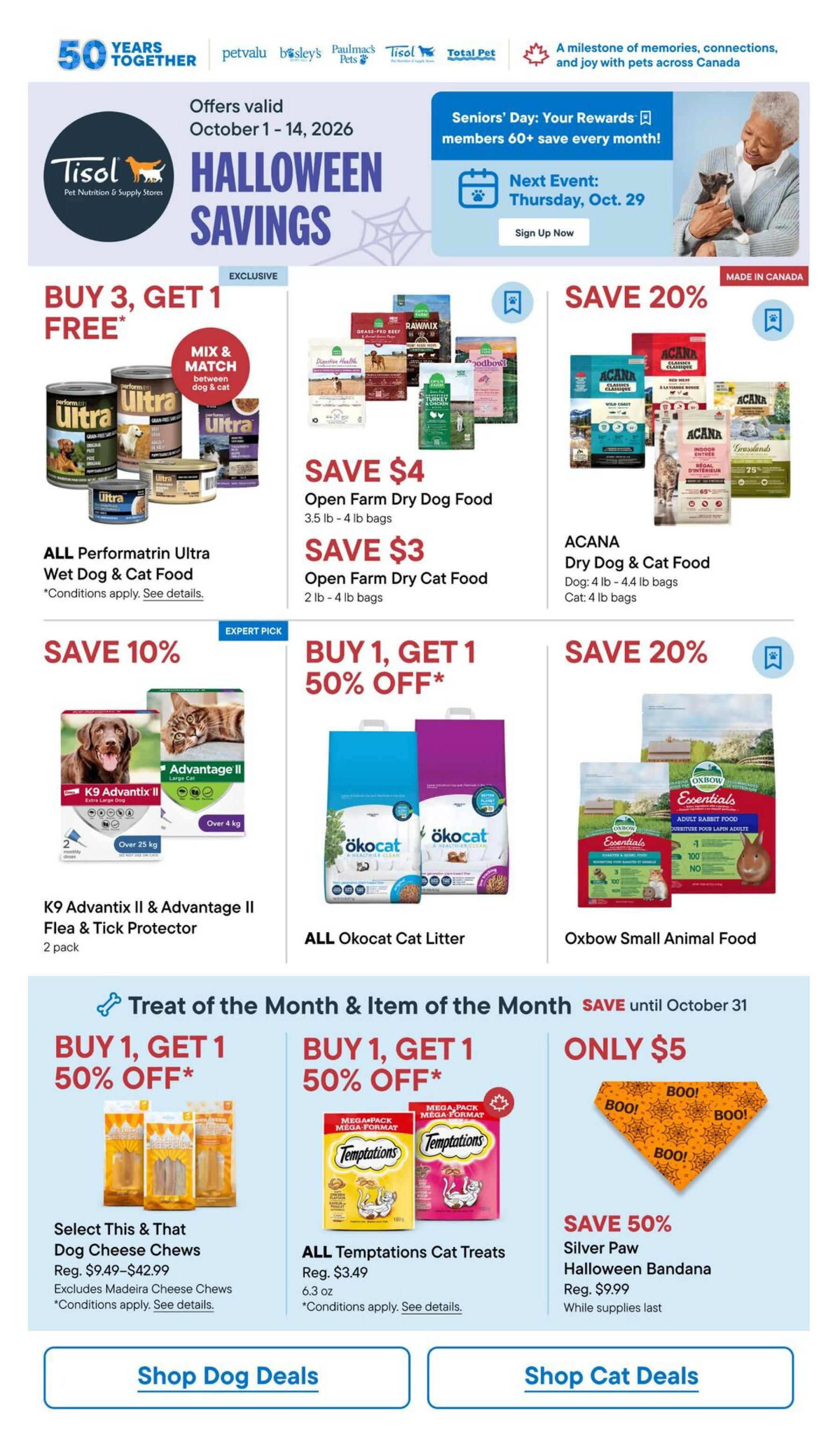 Tisol Pet Nutrition & Supply Stores Flyer October 1 to 14