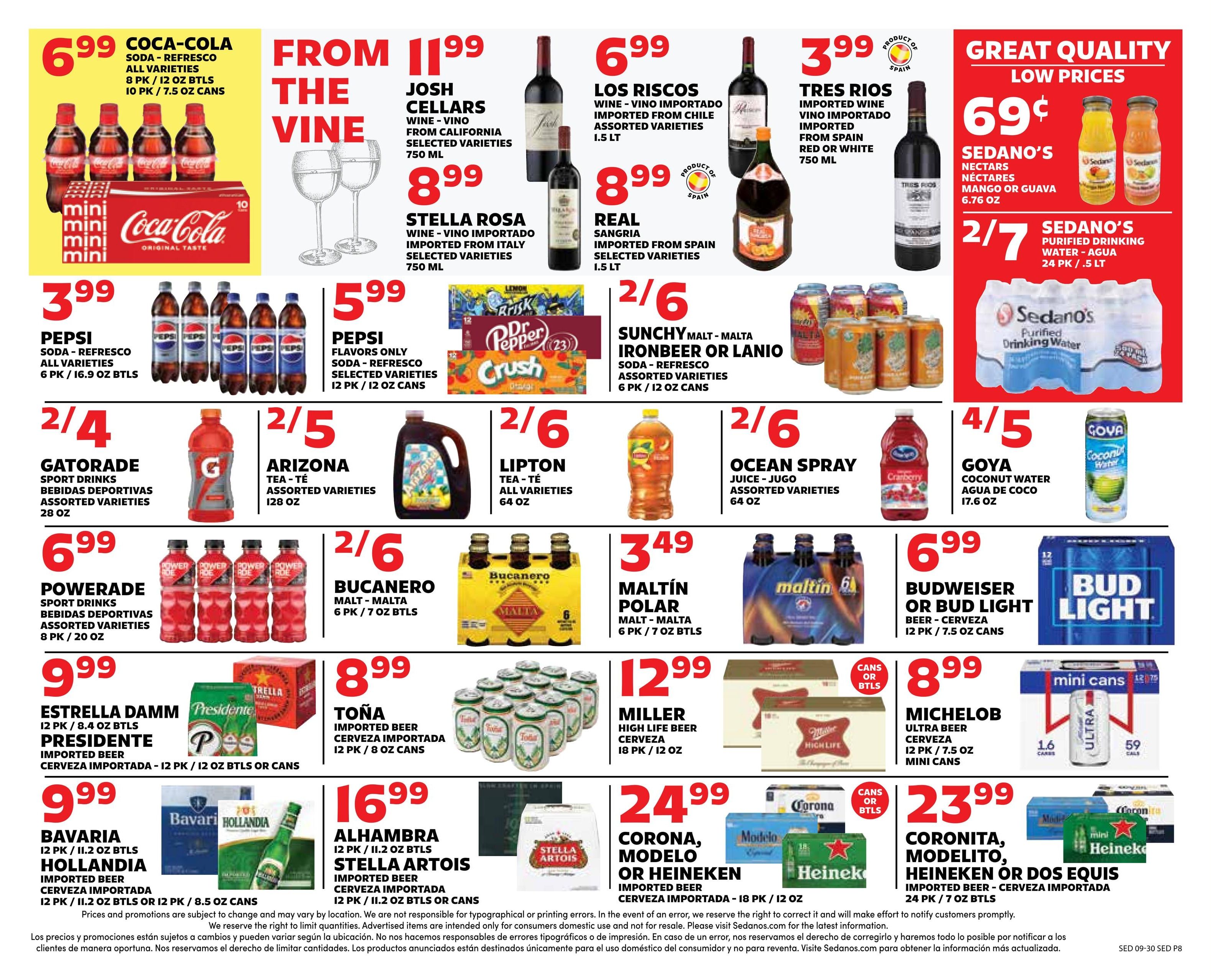 Sedano's (Davie Area, FL) Weekly Ad September 30 - October 6, 2026
